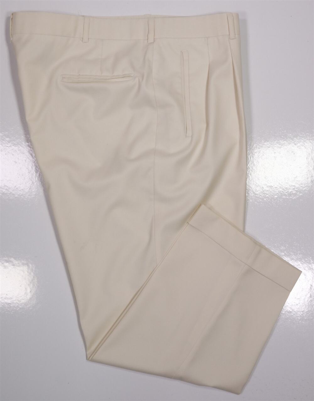 Nino Corvato Bespoke Hand Tailored Cream Wool Pleated Dress Pants 40x27
